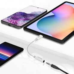 Adaptateur Audio Akashi USB-C Vers Jack 3,5 Prise En Charge Son Et Micro - Blanc -Musique recherchée. ada aka c2j 3