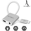 Adaptateur Audio Et Charge USB-C Vers USB-C / Jack 3.5mm, Akashi - Argent