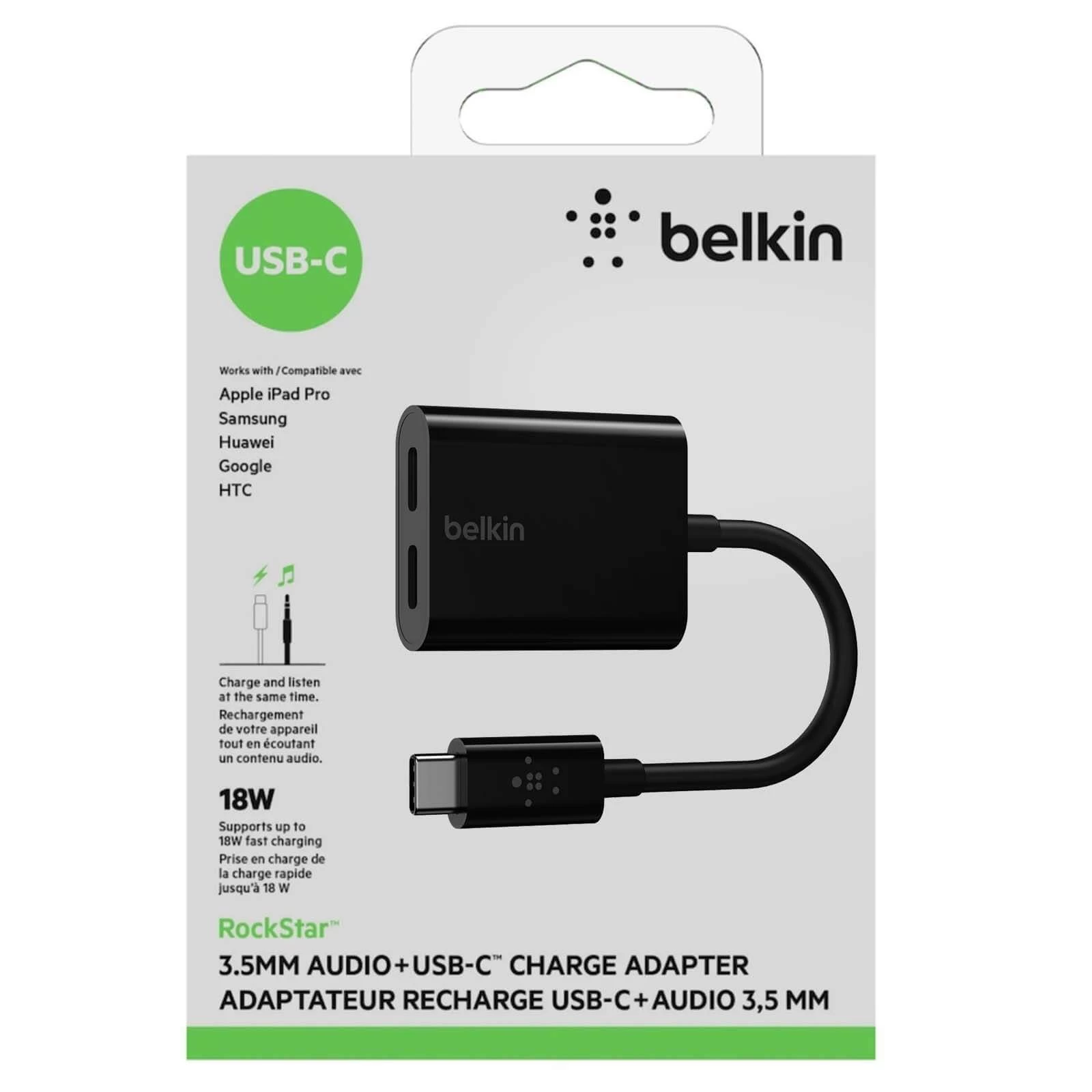 Adaptateur USB-C Vers Dual USB-C Femelle Charge Rapide 60W + Audio, Belkin - Noir 12 Adaptateur USB-C Vers Dual USB-C Femelle Charge Rapide 60W + Audio, Belkin - Noir – Image 10