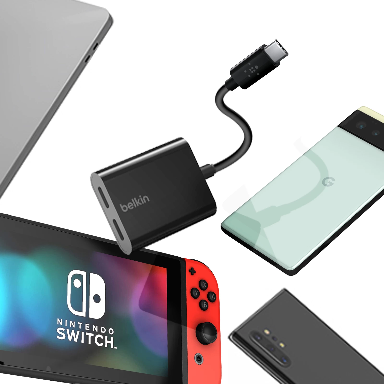 Adaptateur USB-C Vers Dual USB-C Femelle Charge Rapide 60W + Audio, Belkin - Noir 9 Adaptateur USB-C Vers Dual USB-C Femelle Charge Rapide 60W + Audio, Belkin - Noir – Image 7