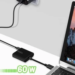 Adaptateur USB-C Vers Dual USB-C Femelle Charge Rapide 60W + Audio, Belkin - Noir 19 Adaptateur USB-C Vers Dual USB-C Femelle Charge Rapide 60W + Audio, Belkin - Noir -Musique recherchée. ada blk u081 8
