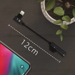 Adaptateur Audio Et Charge Coudé IPhone Lightning Vers Jack 3.5mm Et Lightning, HL-092 - Noir -Musique recherchée. ada hl092 bk 8 3