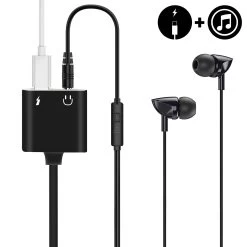 Adaptateur Audio Et Charge USB-C Vers Jack 3.5mm Et USB-C, HL-095 - Noir -Musique recherchée. ada hl095 bk 6