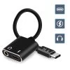 Adaptateur Audio Et Charge USB-C Vers Jack 3.5mm Et USB-C, HL-095 - Noir 2 Adaptateur Audio Et Charge USB-C Vers Jack 3.5mm Et USB-C, HL-095 - Noir -Musique recherchée. ada hl095 bk r 2