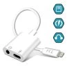 Adaptateur Audio Et Charge Lightning Vers Jack 3.5mm Et Lightning 12cm, HL-099 - Blanc -Musique recherchée. ada hl099 r