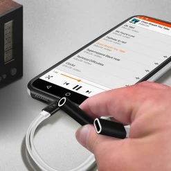 Adaptateur Audio Et Charge USB-C Vers Jack 3.5mm Et USB-C, HL-100 - Noir -Musique recherchée. ada hl100 bk 3 2