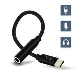 Adaptateur Audio USB-C Vers Jack 3.5mm, HL-102 - Noir