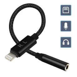 Adaptateur Audio IPhone Lightning Vers Jack 3.5mm, HL-103 - Noir