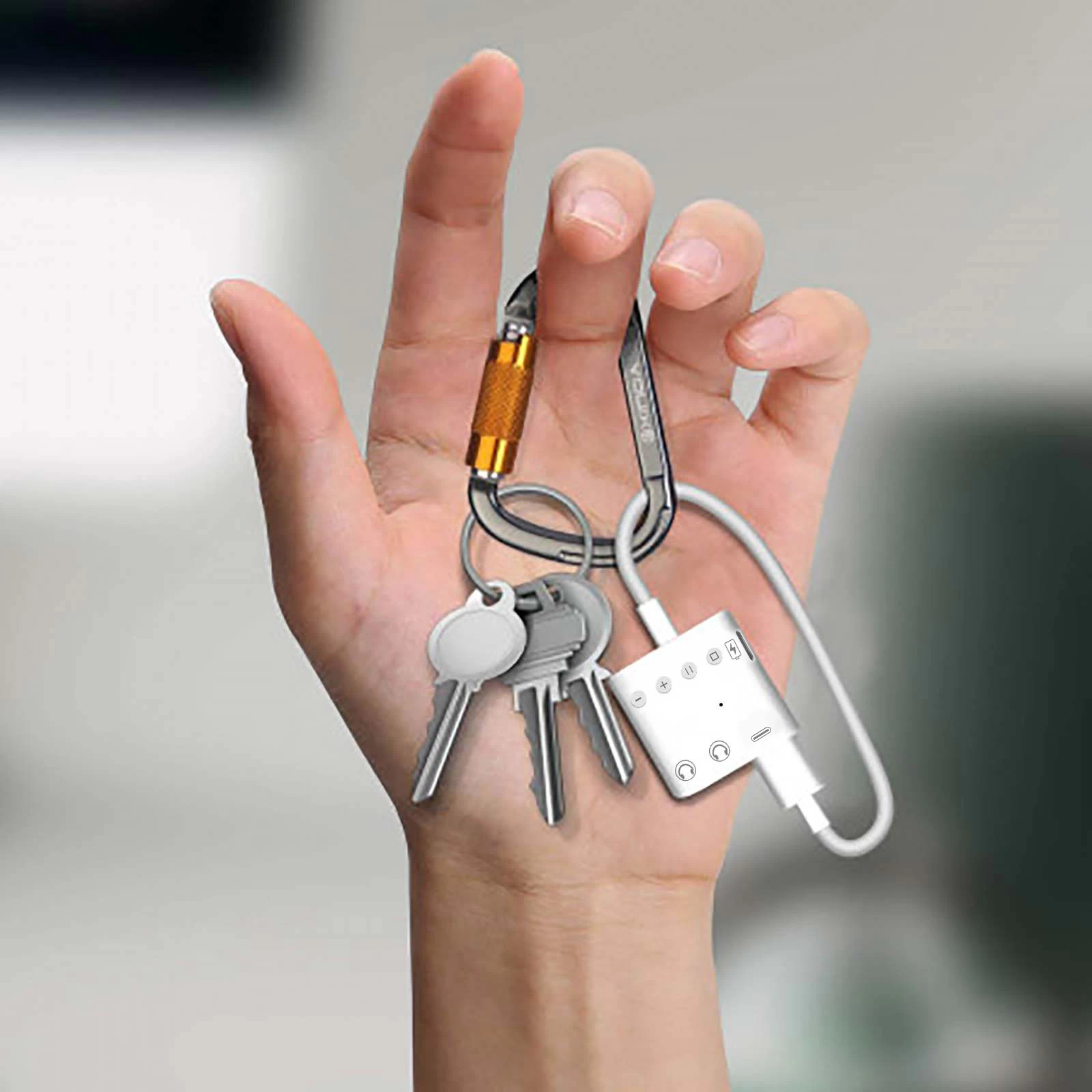 Adaptateur Audio Et Charge Lightning 4 En 1 Vers Double Jack 3.5mm / Lightning / USB-C 12cm, Splitter + Boutons De Contrôle, HL-108 - Blanc 9 Adaptateur Audio Et Charge Lightning 4 En 1 Vers Double Jack 3.5mm / Lightning / USB-C 12cm, Splitter + Boutons De Contrôle, HL-108 - Blanc – Image 7