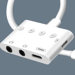 Adaptateur Audio Et Charge Lightning 4 En 1 Vers Double Jack 3.5mm / Lightning / USB-C 12cm, Splitter + Boutons De Contrôle, HL-108 - Blanc 19 Adaptateur Audio Et Charge Lightning 4 En 1 Vers Double Jack 3.5mm / Lightning / USB-C 12cm, Splitter + Boutons De Contrôle, HL-108 - Blanc -Musique recherchée. ada hl108 9 2