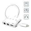Adaptateur Audio Et Charge Lightning 4 En 1 Vers Double Jack 3.5mm / Lightning / USB-C 12cm, Splitter + Boutons De Contrôle, HL-108 - Blanc 2 Adaptateur Audio Et Charge Lightning 4 En 1 Vers Double Jack 3.5mm / Lightning / USB-C 12cm, Splitter + Boutons De Contrôle, HL-108 - Blanc -Musique recherchée. ada hl108 r 2