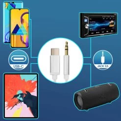 Câble USB C Jack 3,5mm Mâle Adaptateur Audio Auxiliaire 1m - Blanc 15 Câble USB C Jack 3,5mm Mâle Adaptateur Audio Auxiliaire 1m - Blanc -Musique recherchée. ada jack usbc 7 2