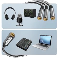 Adaptateur Audio Splitter Jack 3.5mm Femelle Vers 3x Jack 3.5mm Femelle, LinQ -Musique recherchée. ada linq 1fv3f 8