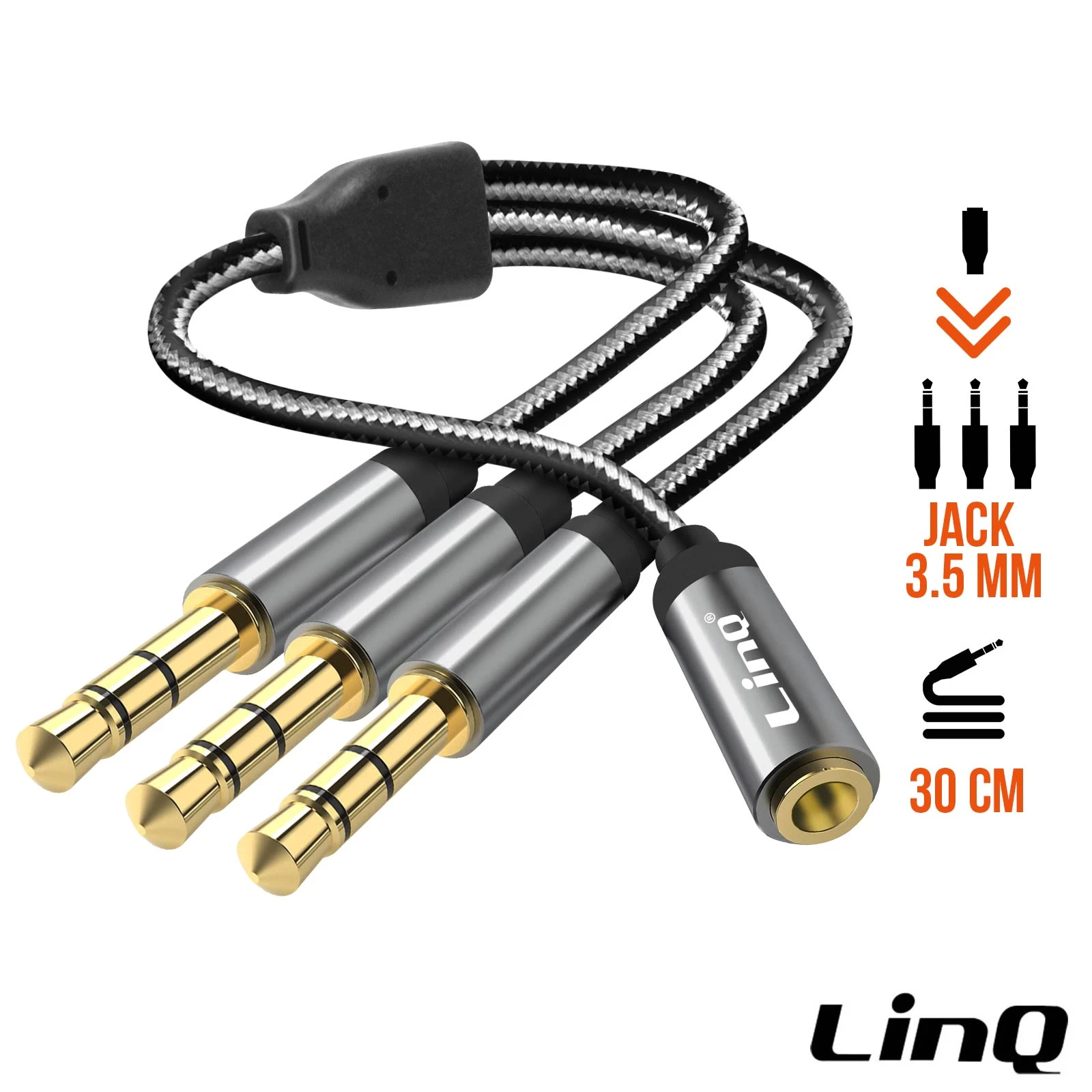 Adaptateur Audio Jack 3.5mm Femelle Vers 3x Jack 3.5mm Mâle, LinQ 3 Adaptateur Audio Jack 3.5mm Femelle Vers 3x Jack 3.5mm Mâle, LinQ