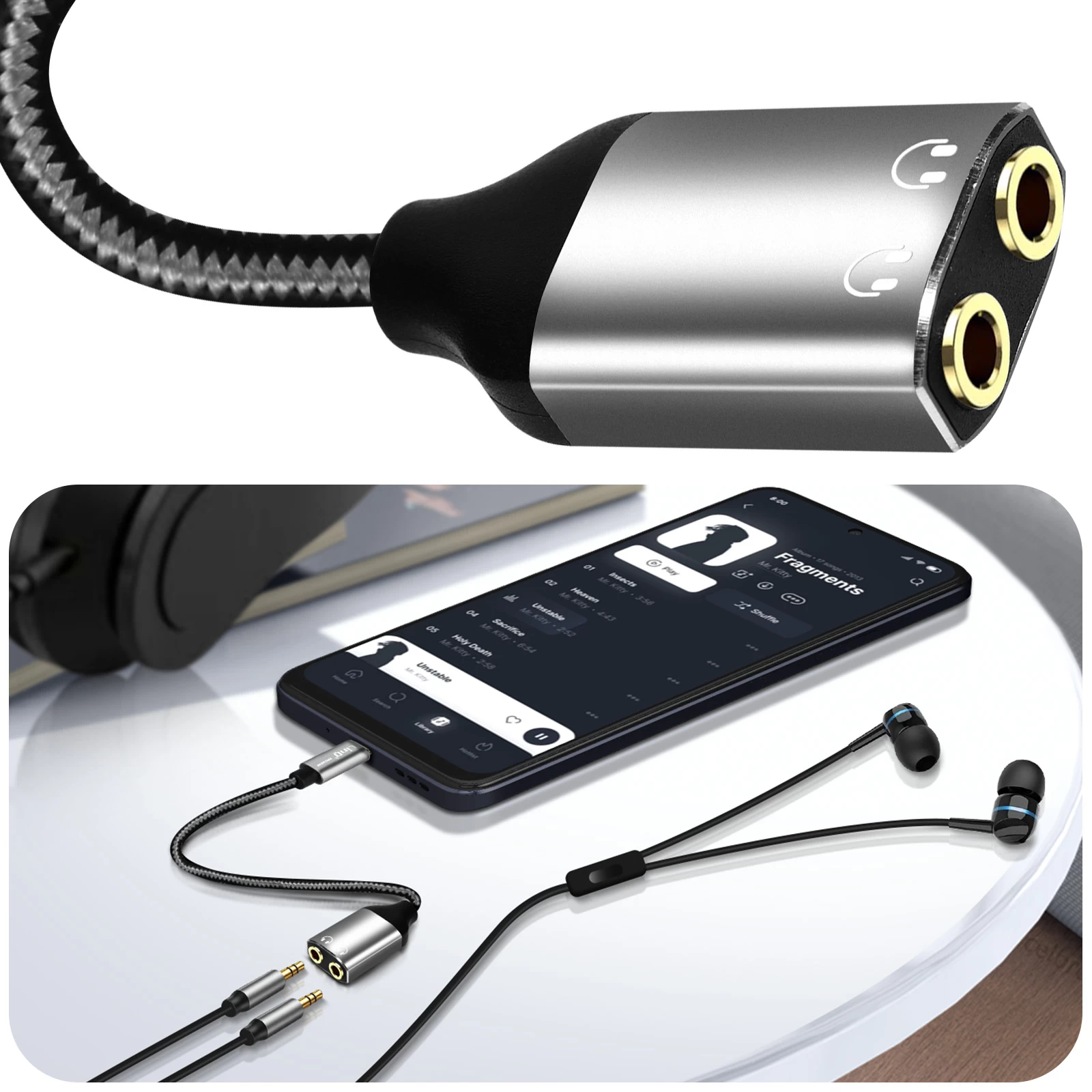 Adaptateur Audio USB-C Mâle Vers Double Jack 3.5mm Femelle Pour Casques - LinQ 4 Adaptateur Audio USB-C Mâle Vers Double Jack 3.5mm Femelle Pour Casques - LinQ – Image 2