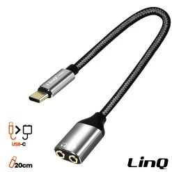 Adaptateur Audio USB-C Mâle Vers Double Jack 3.5mm Femelle, Casque + Micro - LinQ