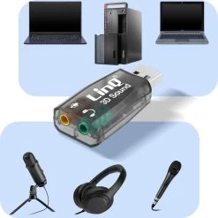 Carte Son Externe USB Vers 2x Jack 3.5mm, Audio + Microphone, LinQ Noir -Musique recherchée. ada linq its51 bk 6