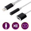 Adaptateur Audio Et Charge Apple Lightning Vers Jack 3.5mm Femelle Et Lightning Femelle - Blanc -Musique recherchée. ada secaudio ip5 r