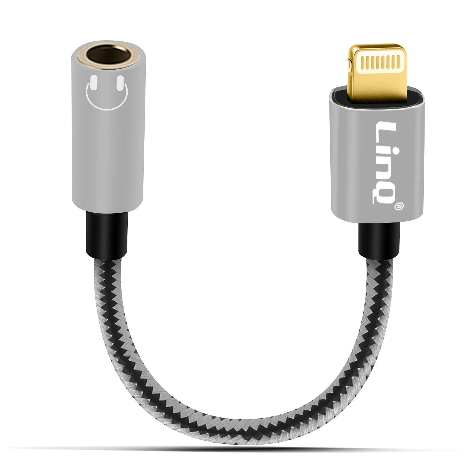 Adaptateur Audio IPhone Lightning Vers Jack 3.5mm Femelle Nylon Tressé 15cm, LinQ A3523 - Gris 4 Adaptateur Audio IPhone Lightning Vers Jack 3.5mm Femelle Nylon Tressé 15cm, LinQ A3523 - Gris – Image 2