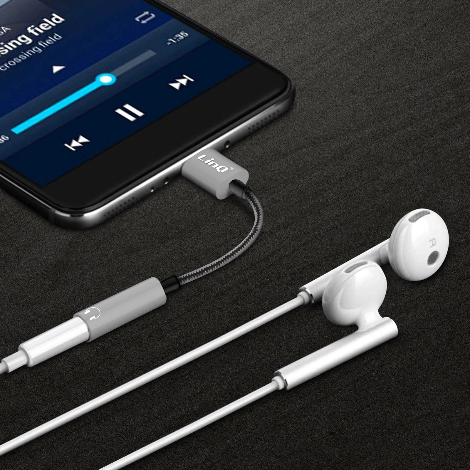Adaptateur Audio IPhone Lightning Vers Jack 3.5mm Femelle Nylon Tressé 15cm, LinQ A3523 - Gris 5 Adaptateur Audio IPhone Lightning Vers Jack 3.5mm Femelle Nylon Tressé 15cm, LinQ A3523 - Gris – Image 3