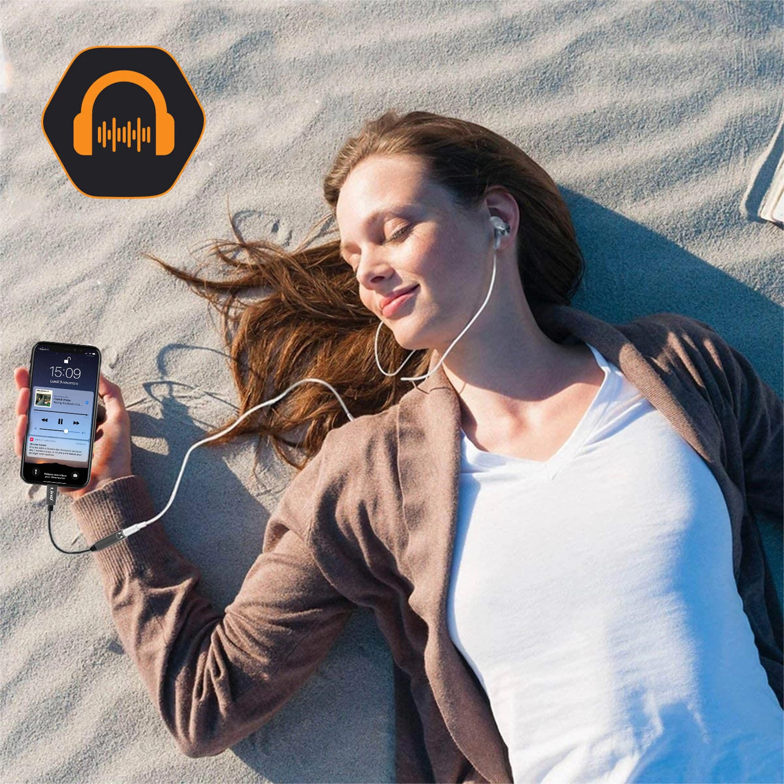 Adaptateur Audio IPhone Lightning Vers Jack 3.5mm Femelle Nylon Tressé 15cm, LinQ A3523 - Gris 6 Adaptateur Audio IPhone Lightning Vers Jack 3.5mm Femelle Nylon Tressé 15cm, LinQ A3523 - Gris – Image 4