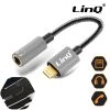 Adaptateur Audio IPhone Lightning Vers Jack 3.5mm Femelle Nylon Tressé 15cm, LinQ A3523 - Gris
