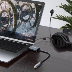 Câble / Adaptateur Audio USB Vers Jack 3.5mm Femelle Nylon Tressé, LinQ - Gris 16 Câble / Adaptateur Audio USB Vers Jack 3.5mm Femelle Nylon Tressé, LinQ - Gris -Musique recherchée. adajack linq u3530 3