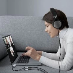 Adaptateur Splitter Audio USB Vers 2x Jack 3.5 Femelles (Son + Micro), Nylon Tressé, LinQ - Gris -Musique recherchée. adajack linq u3532 7