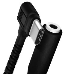 Adaptateur Audio USB-C Vers Jack 3.5mm Femelle, Design Coudé Avec Longueur 12cm - Noir -Musique recherchée. adajack plex usbc 8