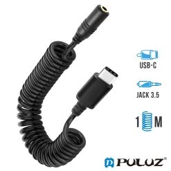 Adaptateur Audio USB-C Vers Jack 3.5mm Femelle, Puluz - Noir