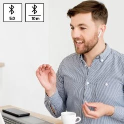 Ecouteurs Sans Fil Bluetooth 5.0, 24h D'autonomie Appels & Musique, Akashi Earbuds- Blanc -Musique recherchée. akapod v2 8