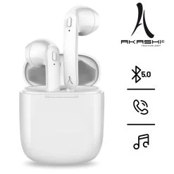 Ecouteurs Sans Fil Bluetooth 5.0, 24h D'autonomie Appels & Musique, Akashi Earbuds- Blanc