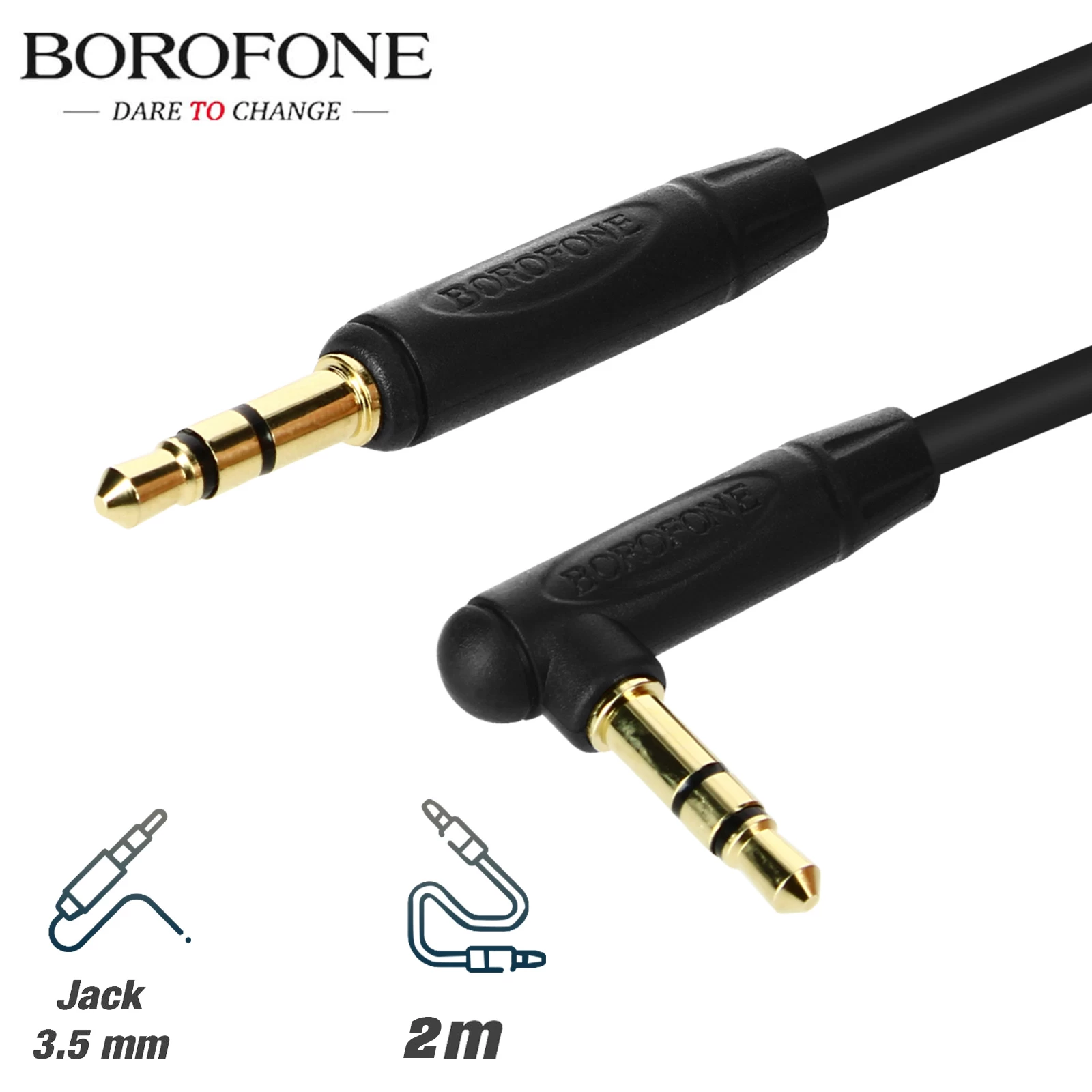 Câble Audio Coudé Jack 3.5mm - Borofone Modèle BL4 - 2 Mètre 3 Câble Audio Coudé Jack 3.5mm - Borofone Modèle BL4 - 2 Mètre