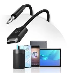 Câble Audio USB-C Vers Jack 3,5mm Haute Qualité 90cm, Belkin - Noir -Musique recherchée. aux blk 09m j2c 8