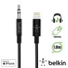 Câble Audio IPhone Lightning MFi Vers Jack 3,5mm Haute Qualité 1.8m, Belkin - Noir -Musique recherchée. aux blk 1m8 j2l r