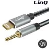 Câble Audio IPhone Lightning Vers Jack 3.5mm Mâle Nylon Tressé 1.5m, LinQ - Gris -Musique recherchée. aux linq a3522 r