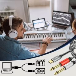 Câble Audio / Splitter USB-C Vers 2x Jack 6.35mm Mâle Nylon Tressé 1.5m, LinQ - Gris 14 Câble Audio / Splitter USB-C Vers 2x Jack 6.35mm Mâle Nylon Tressé 1.5m, LinQ - Gris -Musique recherchée. aux linq kl6309 4 2