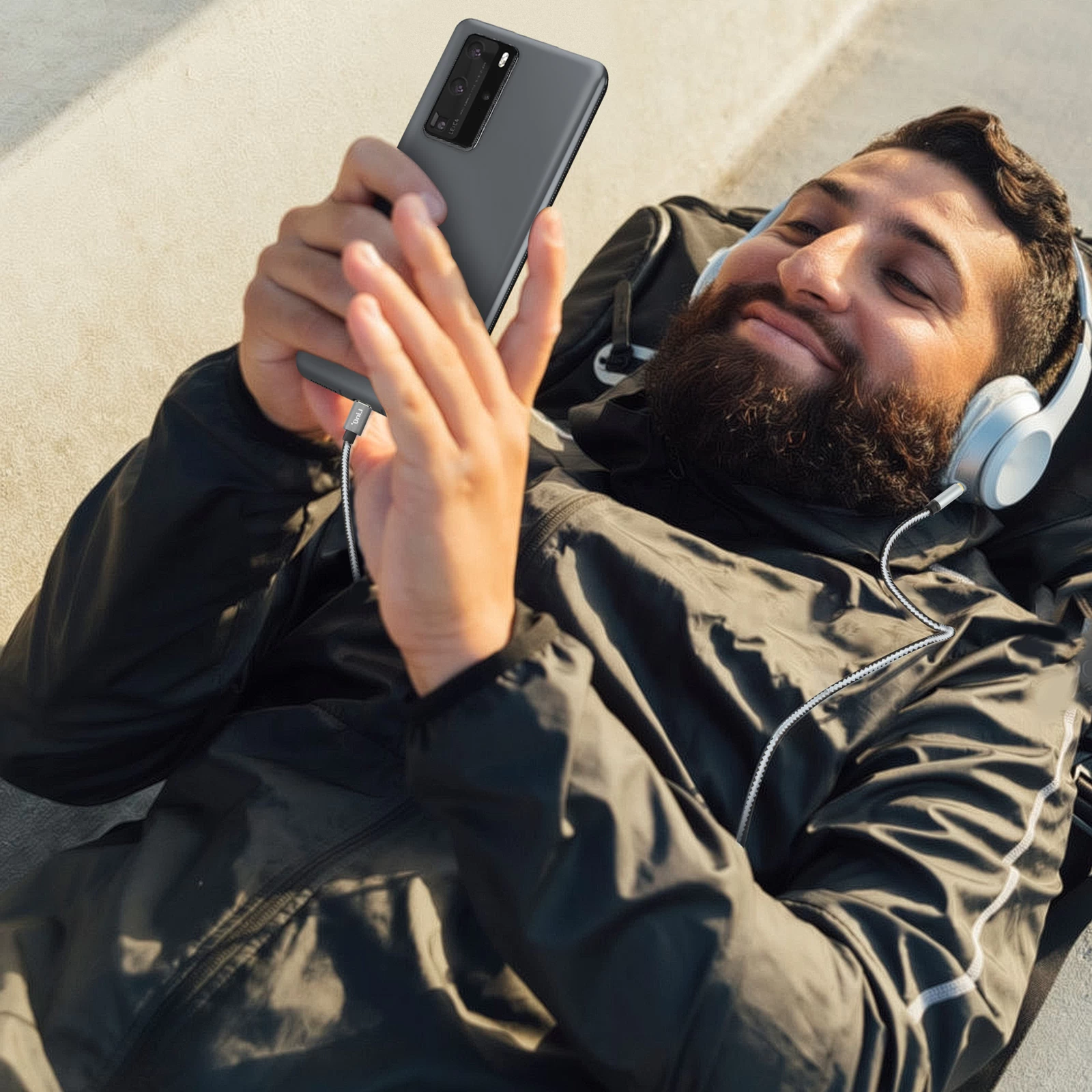 Câble Audio USB-C Vers Jack 3.5mm Mâle Nylon Tressé 1.5m, LinQ - Gris 5 Câble Audio USB-C Vers Jack 3.5mm Mâle Nylon Tressé 1.5m, LinQ - Gris – Image 3