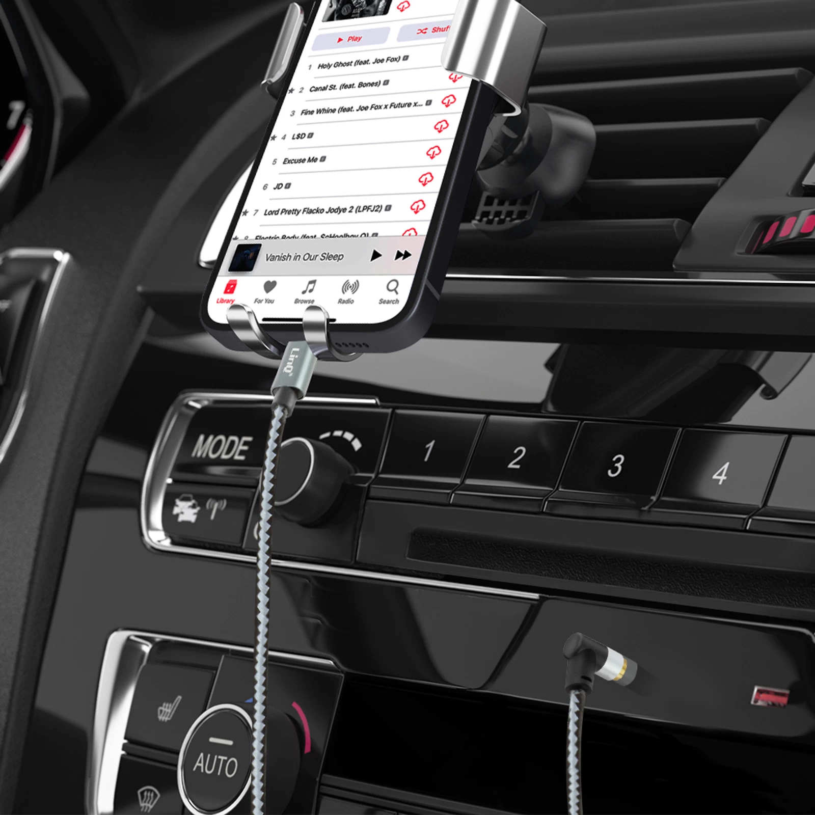 Câble Audio USB-C Vers Jack 3.5mm 4 Broches Mâle, Connecteur Coudé Nylon Tressé 1.5m, LinQ - Noir 9 Câble Audio USB-C Vers Jack 3.5mm 4 Broches Mâle, Connecteur Coudé Nylon Tressé 1.5m, LinQ - Noir – Image 7