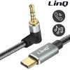 Câble Audio USB-C Vers Jack 3.5mm 4 Broches Mâle, Connecteur Coudé Nylon Tressé 1.5m, LinQ - Noir -Musique recherchée. aux linq tpc3519 r 3