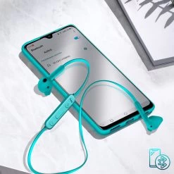 Écouteurs Filaire Bluetooth Defunc, Contour Oreille Télécommande Microphone, Autonomie 5h - Turquoise -Musique recherchée. bt dfc hybrid tk 6 2