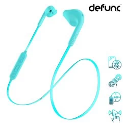 Écouteurs Filaire Bluetooth Defunc, Contour Oreille Télécommande Microphone, Autonomie 5h - Turquoise