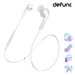 Musique recherchée. 33 Écouteurs Intra-auriculaire Bluetooth Defunc, Contours Cou Microphone Télécommande - Blanc