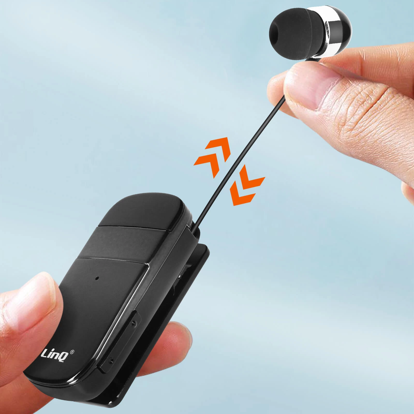 Oreillette Bluetooth Intra-auriculaires, Autonomie 10 Heures Avec Câble Rétractable, LinQ R8344 - Noir 12 Oreillette Bluetooth Intra-auriculaires, Autonomie 10 Heures Avec Câble Rétractable, LinQ R8344 - Noir – Image 10