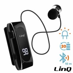 Oreillette Bluetooth Design Micro-Cravate, Autonomie 20 Heures Et Connexion Multipoint, LinQ R8388 - Noir