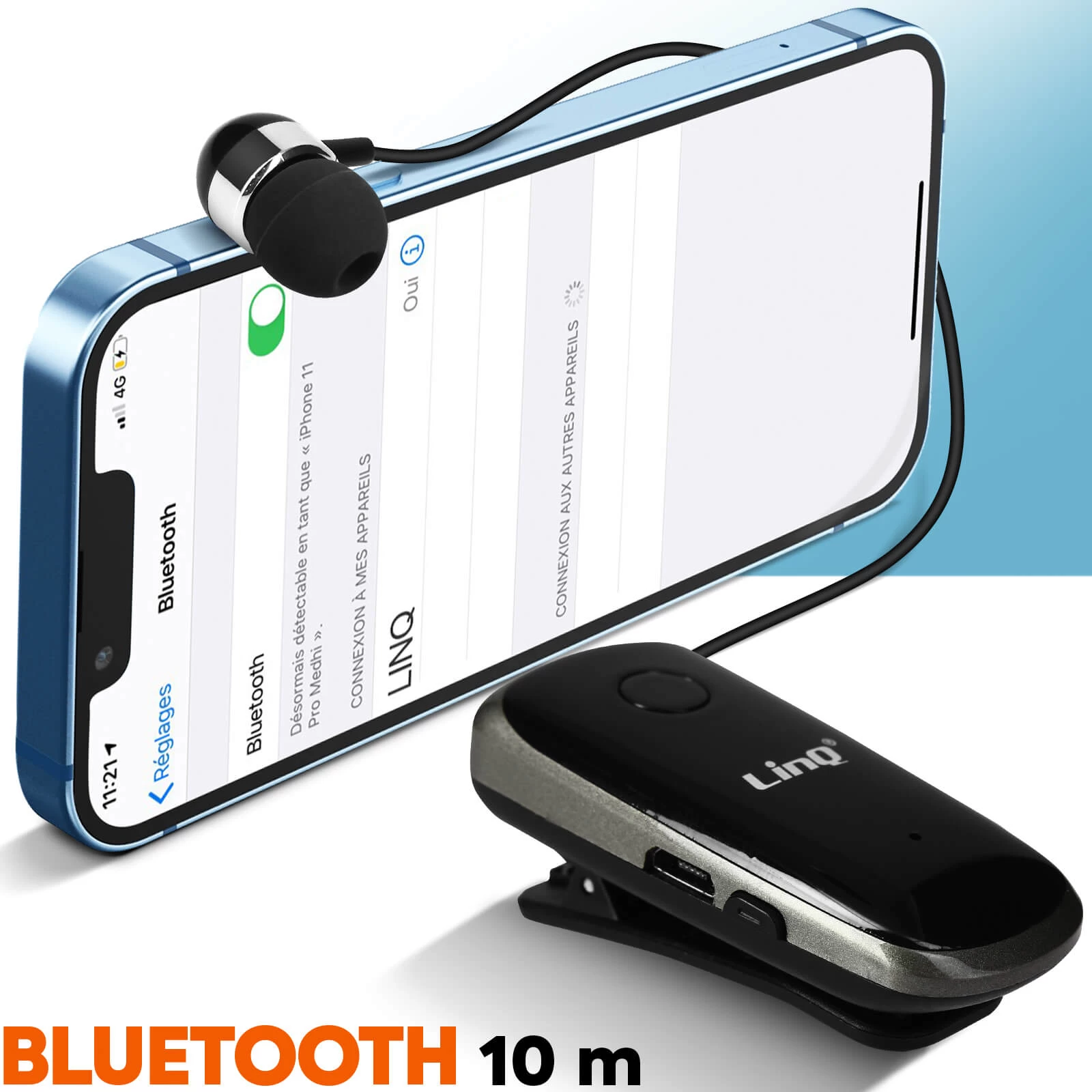 Oreillette Bluetooth Fonction Vibreur Et Annonce Vocale Avec Câble Rétractable, LinQ R839 - Noir 9 Oreillette Bluetooth Fonction Vibreur Et Annonce Vocale Avec Câble Rétractable, LinQ R839 - Noir – Image 7