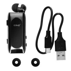 Oreillette Bluetooth Design Micro-Cravate, Autonomie 20 Heures Et Connexion Multipoint, LinQ R8388 - Argent -Musique recherchée. bt linq sl 838 10