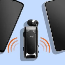 Oreillette Bluetooth Design Micro-Cravate, Autonomie 20 Heures Et Connexion Multipoint, LinQ R8388 - Argent -Musique recherchée. bt linq sl 838 5
