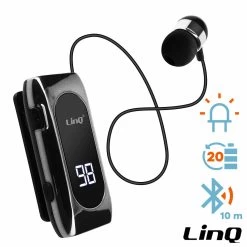 Oreillette Bluetooth Design Micro-Cravate, Autonomie 20 Heures Et Connexion Multipoint, LinQ R8388 - Argent