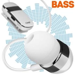 Oreillette Bluetooth Intra-auriculaires, Autonomie 10 Heures Avec Câble Rétractable, LinQ R8344 - Blanc -Musique recherchée. bt linq wh 834 3